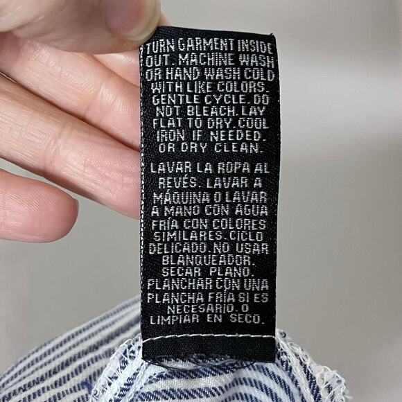 Zac & Rachel Button Up Shirt S Blue & White Striped Asymmetric Hem Long Sleeve - Picture 12 of 12